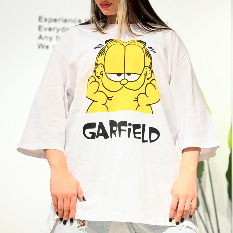 تیشرت لانگ چاپ گارفیلد (پک 4 عددی)