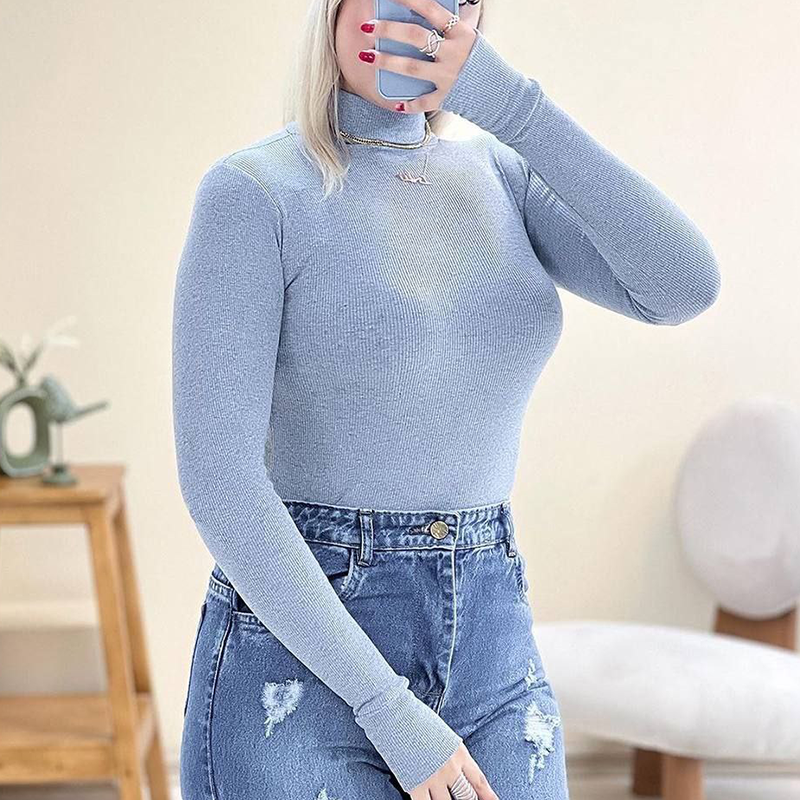 بادی استین انگشتی یقه اسکی رنگی (پک 6 عددی)