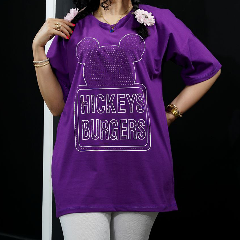 تیشرت لانگ نگین کاری میکی‌موس (پک 4عددی)