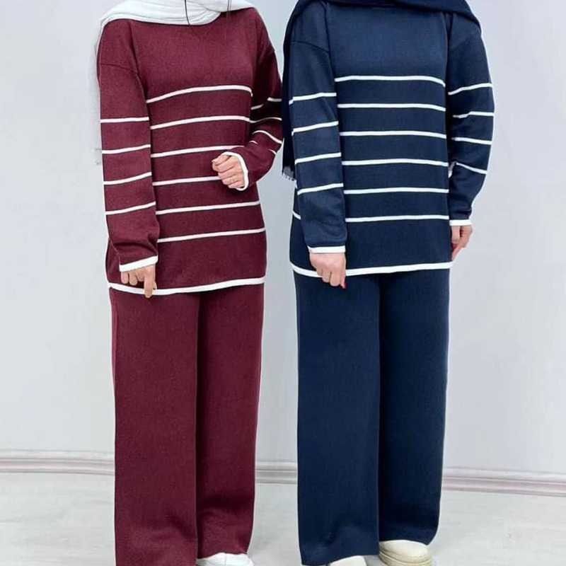 ست بافت تونیک شلوار روژین(پک5 عددی)