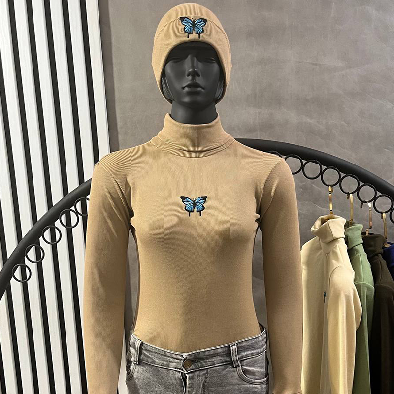 ست بادی و کلاه گلدوزی پروانه(پک 7عددی)