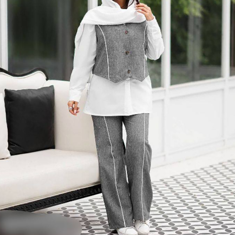 ست ۳تیکه کت و شلوار مغزی دوزی(پک2 عددی)