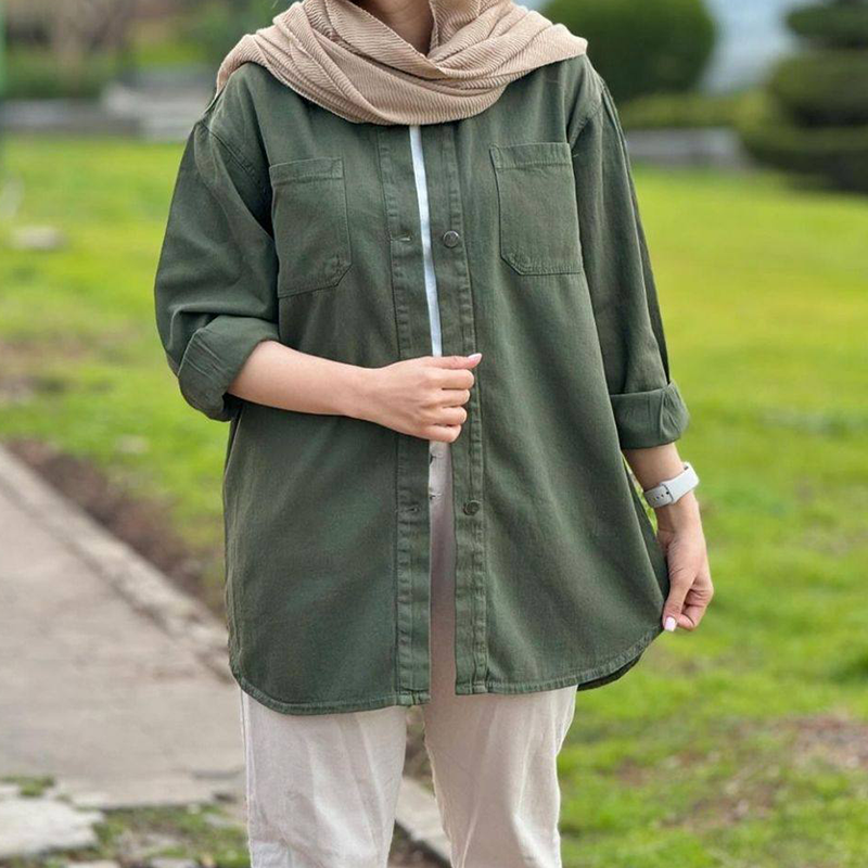 مانتو جلو جيب دكمه چوبى(پک7 عددی)