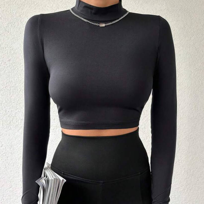 کراپ مشکی آستین فینگری(پک 4 عددی)