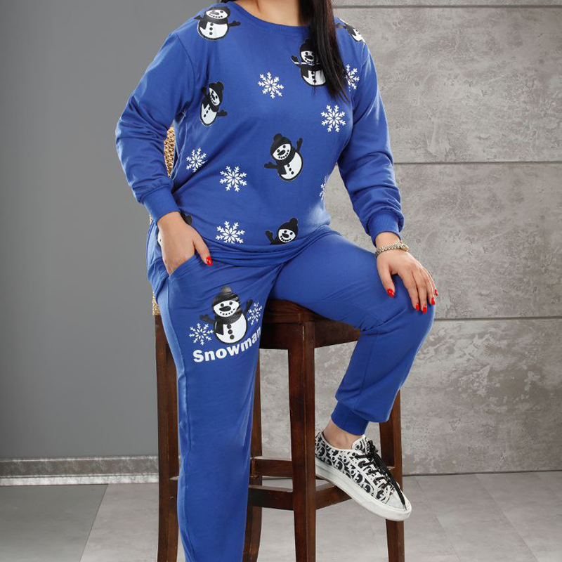 ست بلوز شلوار قواره بزرگ آدم برفی(پک 6 عددی)