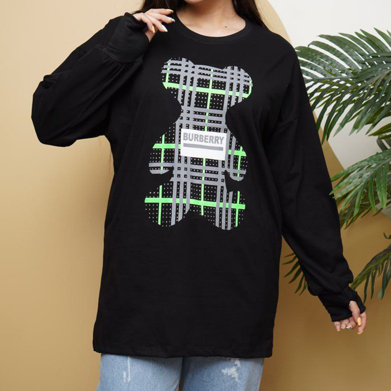 بلوزلانگ آستین‌دارخرس خطی نگینی(پک 3 عددی)