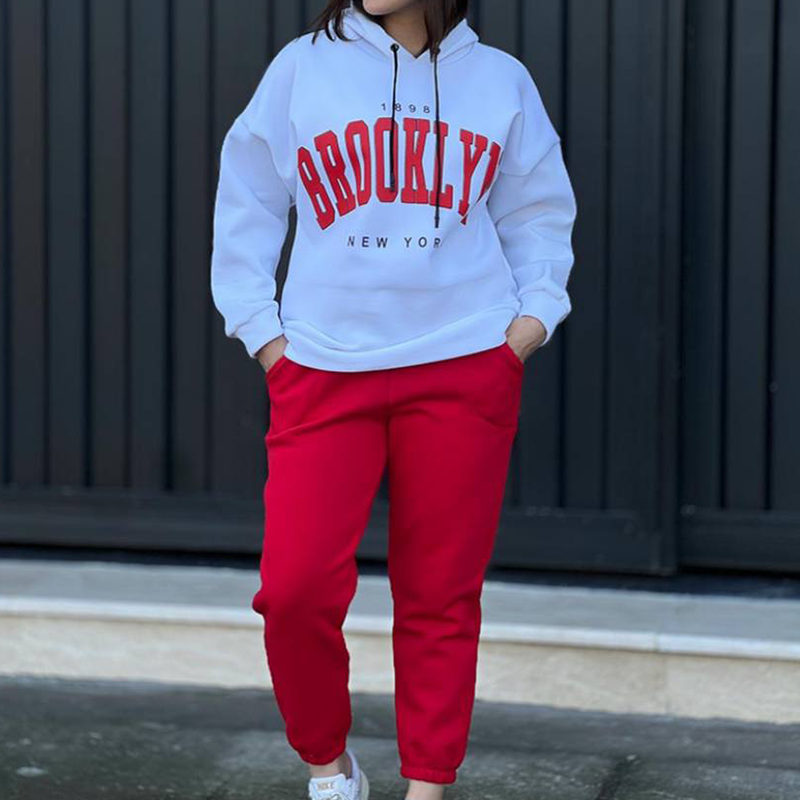 ست هودی شلوار جیبدار چاپ بروکلین (پک 4 عددی)