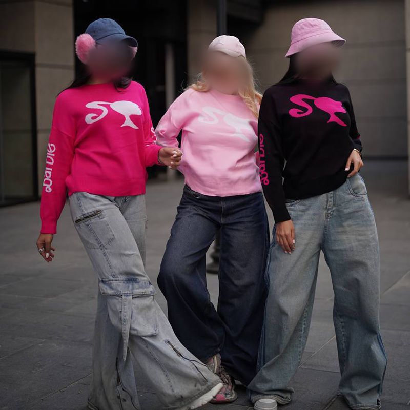 بلوز بافت حرفه ای طرح دختر باربی(پک 3 عددی)