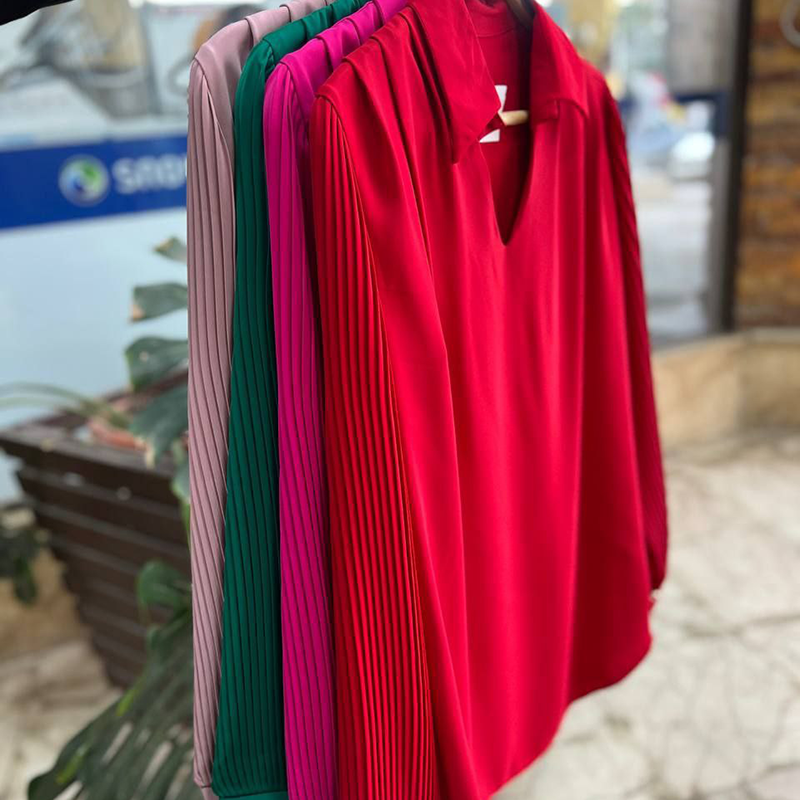 شومیز الیزه  آستین پیلیسه (پک 4 عددی)