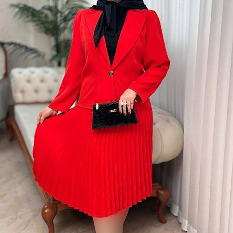 ست کت و دامن پیلیسه (پک 3 عددی)