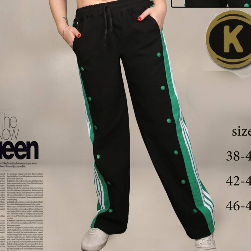 شلوار بغل نوار سبز دکمه دار (پک 4 عددی)