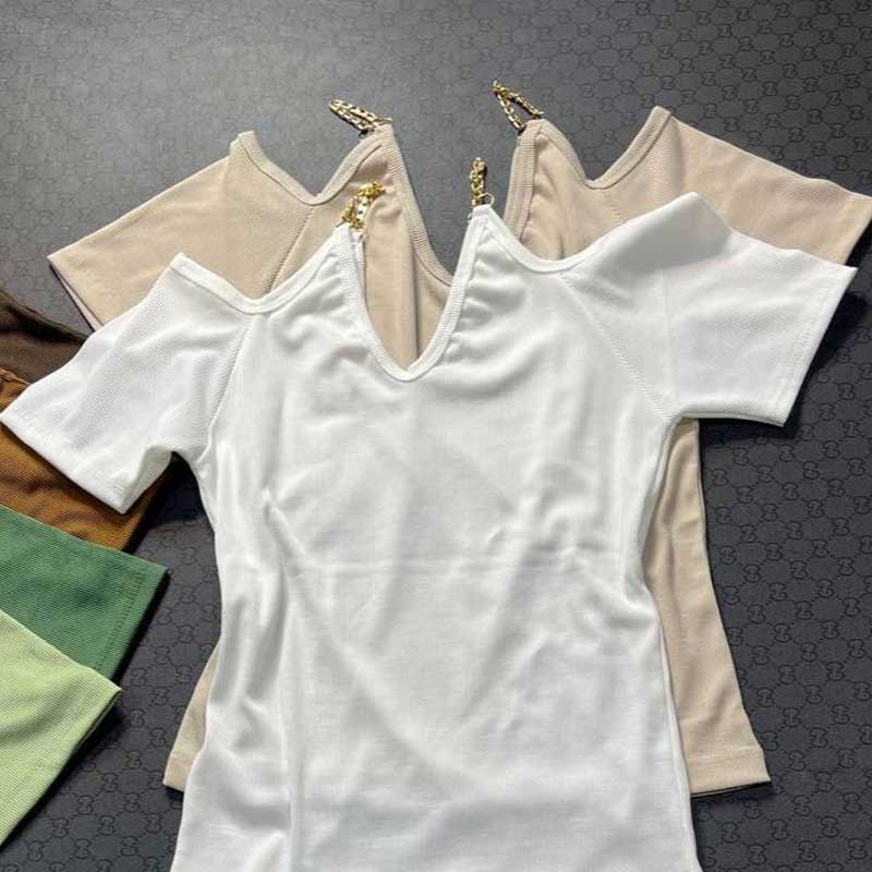 تیشرت سرشانه زنجیری (پک 6 عددی)