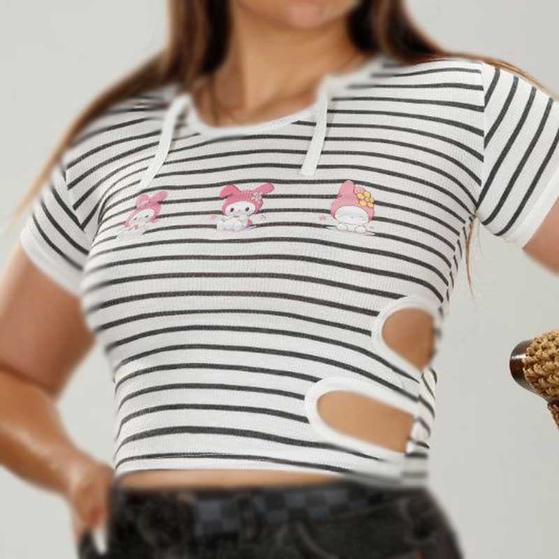 کراپ راه راه یقه دلبر (پک 6 عددی)