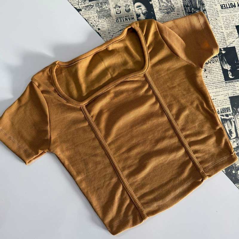 کراپ یقه خشتی دوخت از رو (پک 6 عددی)