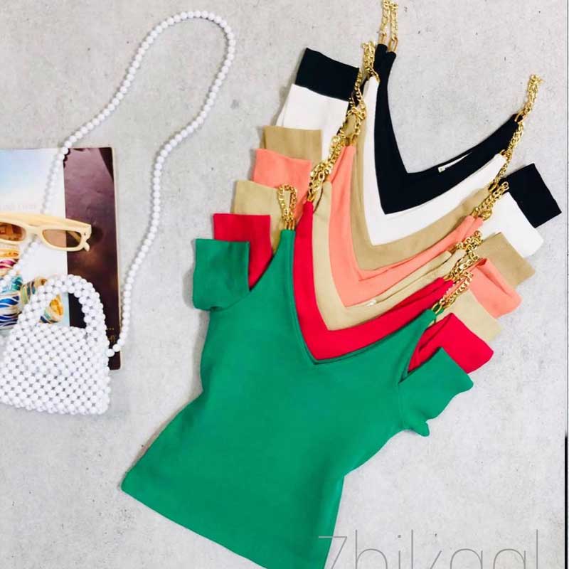 تیشرت سرشانه زنجیری (پک 6 عددی)