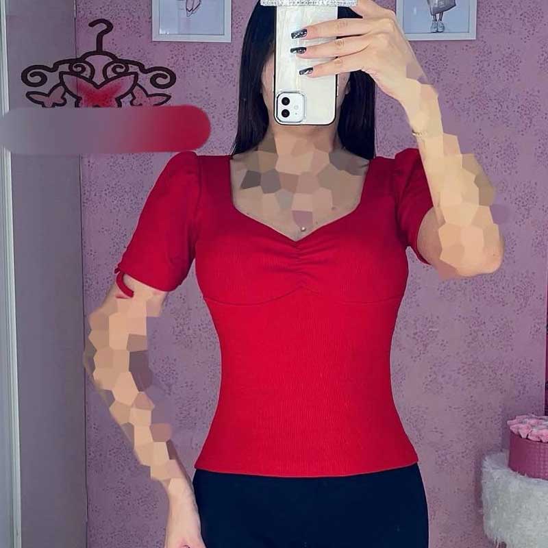 تیشرت یقه دلبری آستین گتخور (پک 7 عددی)