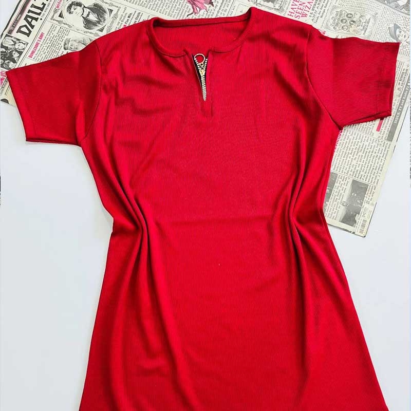 تیشرت نیم آستین(نیم زیپ ) (پک 6 عددی)