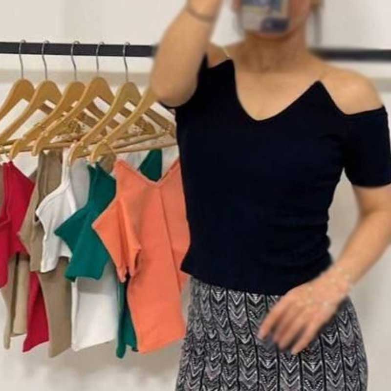 کراپ یقه هفت سرشانه زنجیر (پک 6 عددی)