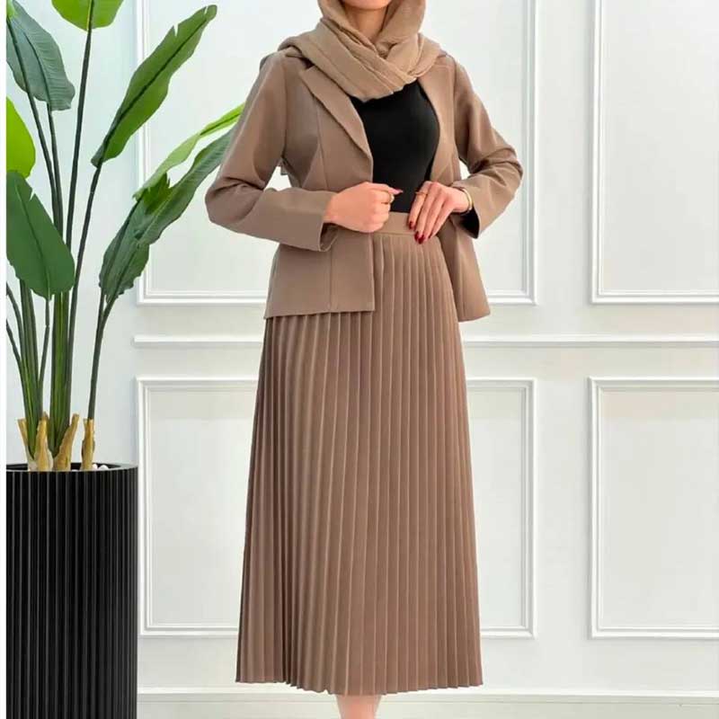 ست کت و دامن پیلیسه (پک 3 عددی)