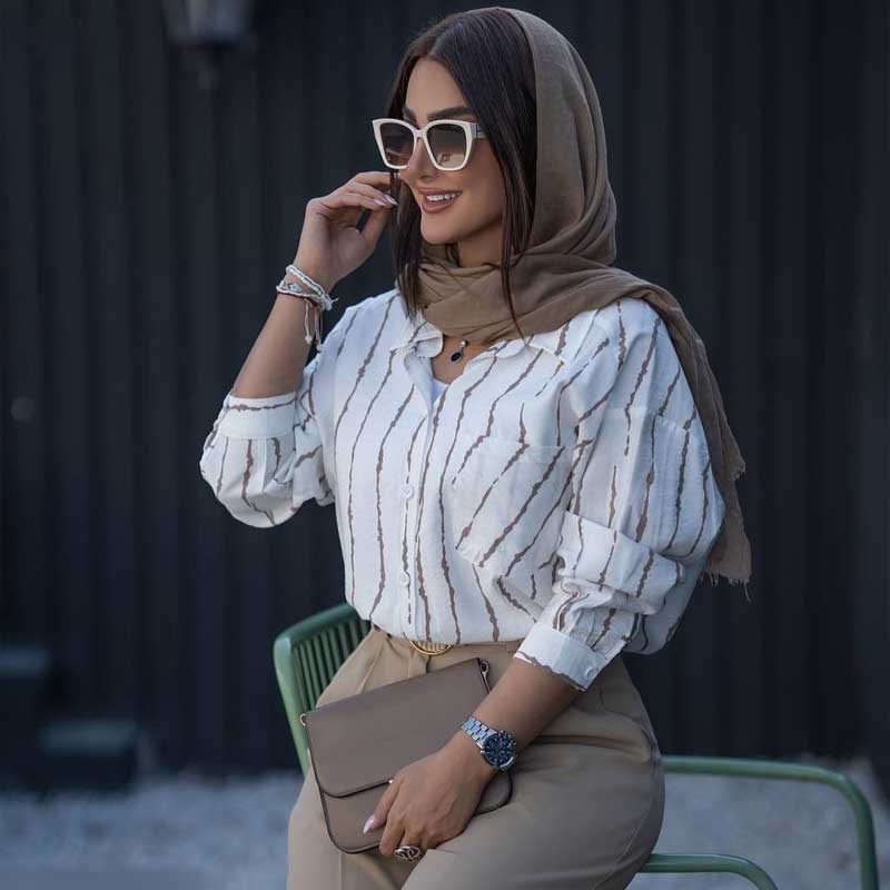 شومیز جیبدار جلو دکمه پری (پک 7 عددی)