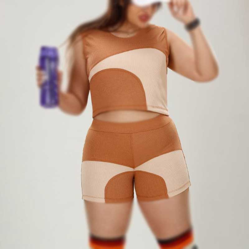 کراپ شرتک اسپرت دورنگ (پک 7 عددی)