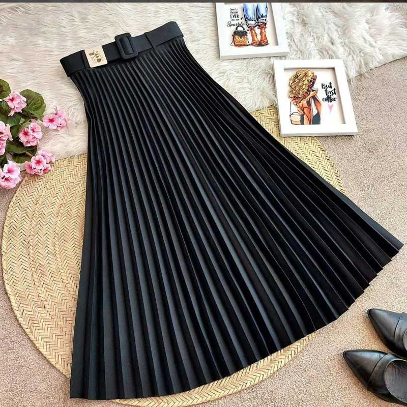 دامن مازراتی پلیسه همراه کمر بند (پک 8 عددی)