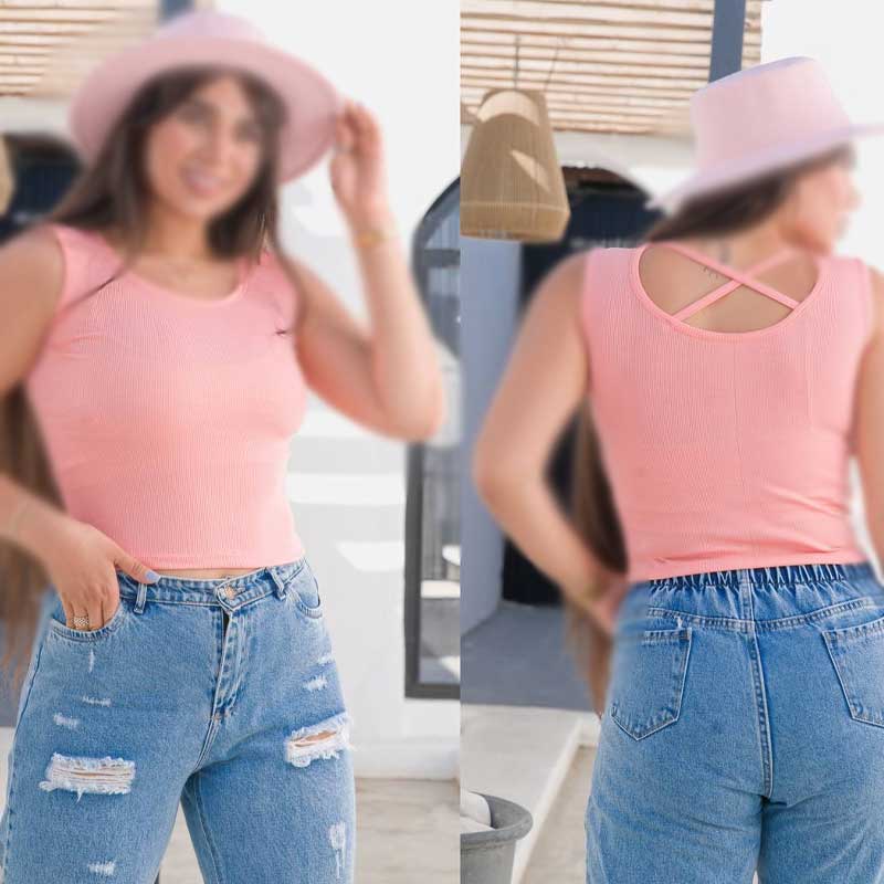 تاپ استین کنی پشت ضربدری (پک 5 عددی)