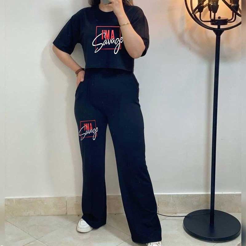 ست کراپ و شلوار چاپ IM (پک 6 عددی)