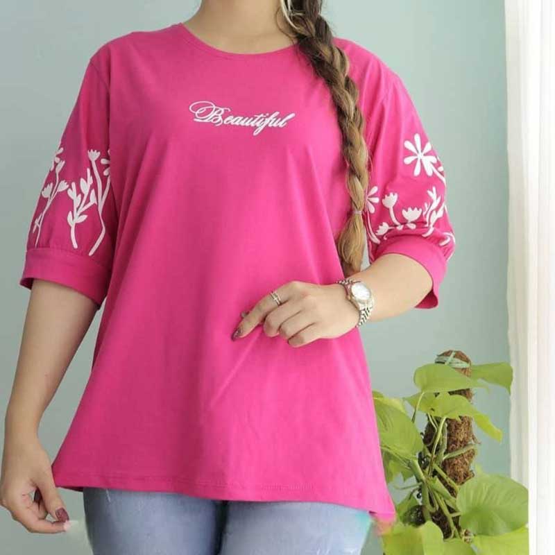 تیشرت نیم آستین(چاپ گل ) (پک 5 عددی)