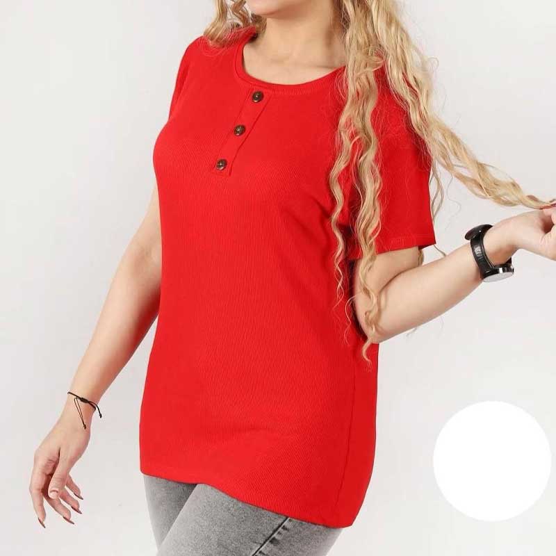 تیشرت جلو ۳دکمه قواره بزرگ (پک 6 عددی)