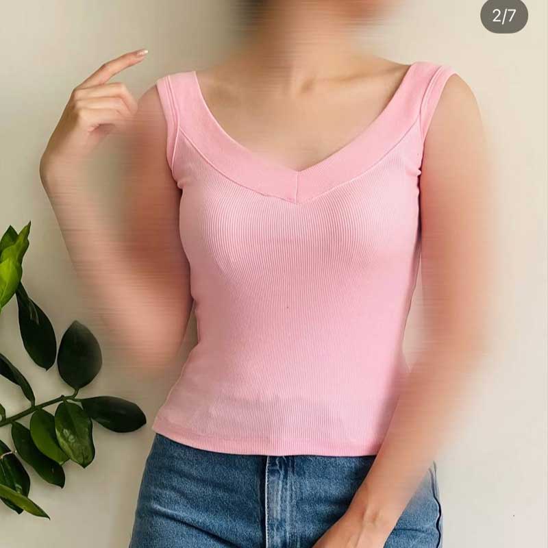 تاپ یقه خشتی نوار پهن (پک 6 عددی)