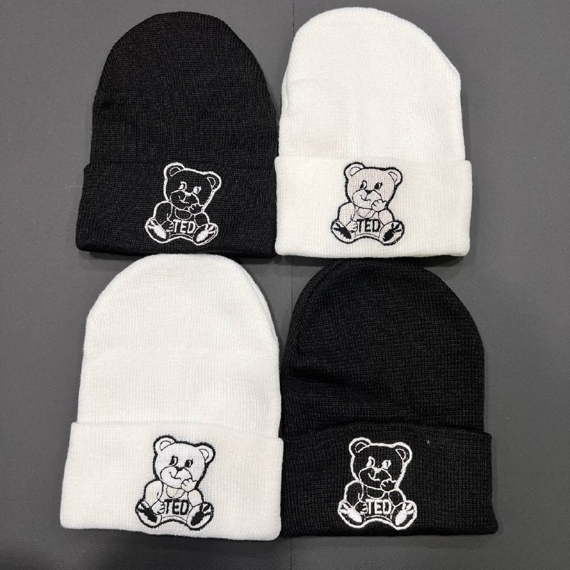 کلاه بافت گلدوزی خرس (پک 6 عددی)