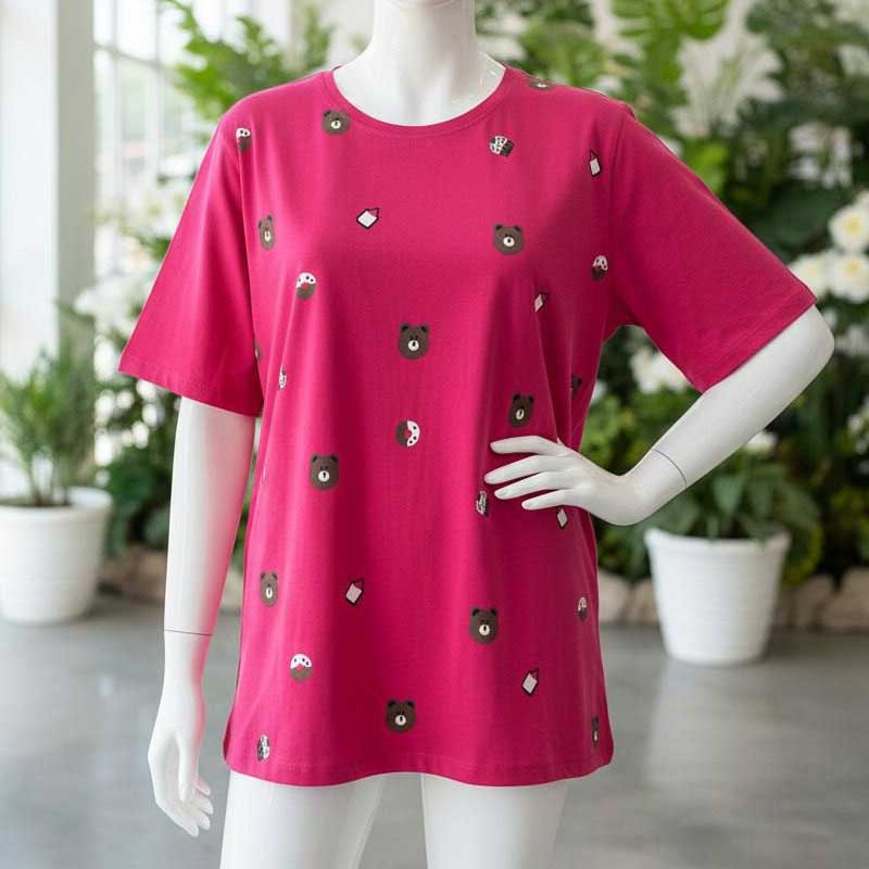 تیشرت قواره دار چاپ پاندا نوتلا (پک 4 عددی)