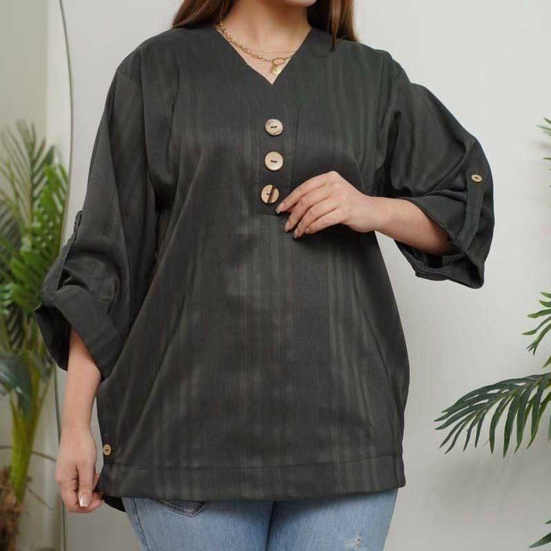 شومیز یقه هفت سه دکمه چوبی (پک 4 عددی)