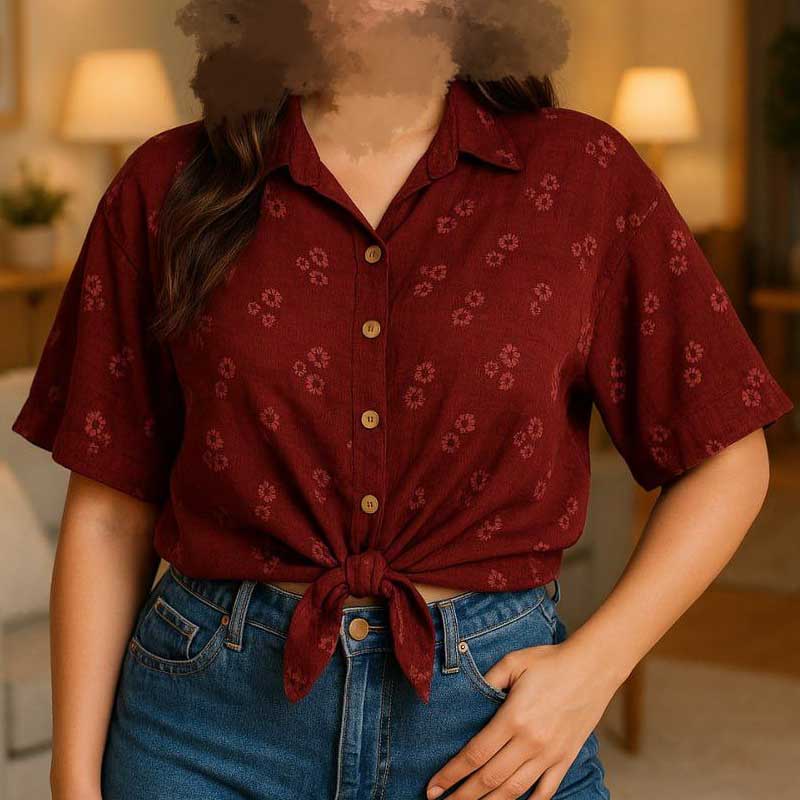 کراپ پایین گره ای دکمه دار اسپرت (پک 4 عددی)