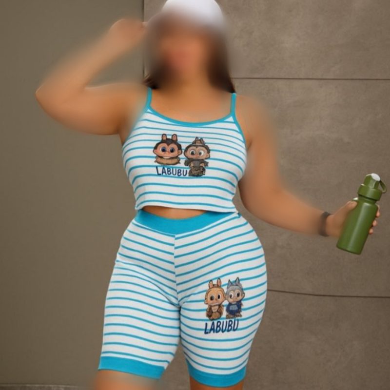 ست دو‌تیکه کراپ و‌ شلوارک لبوبو (پک ۶ عددی)