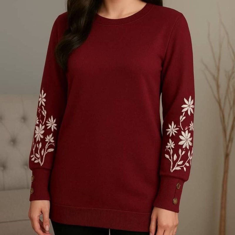 بلوزاستین بلند ۳ دکمه چاپ گل ( پک 6 عددی)