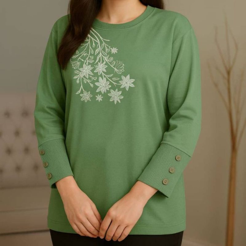 بلوزاستین بلند ۳ دکمه چاپ گل ( پک 6 عددی)