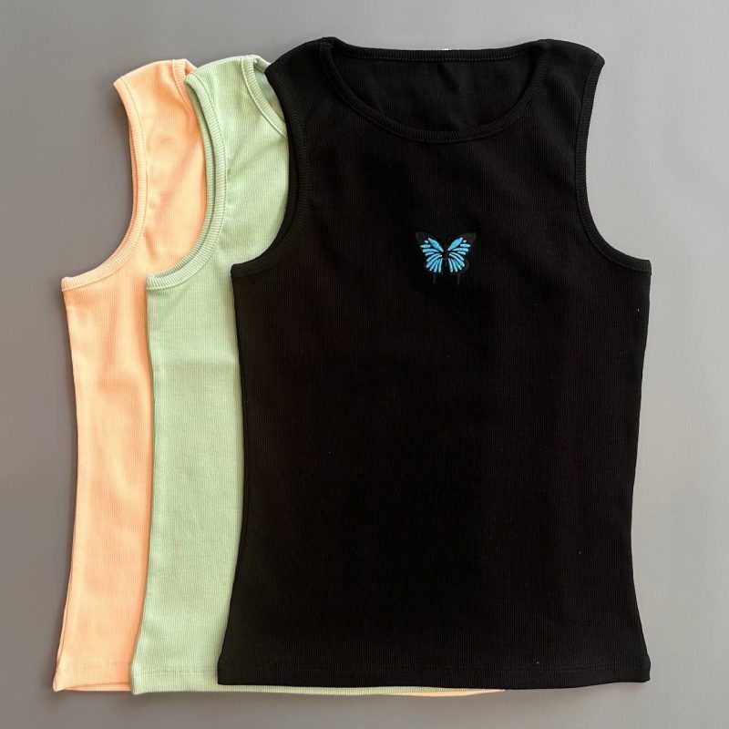 تاپ رکابی گلدوزی پروانه (پک 7 عددی)