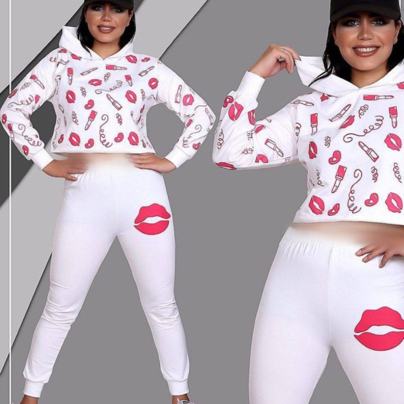 ست کراپ شلوار  لب عمده (پک 6 عددی)