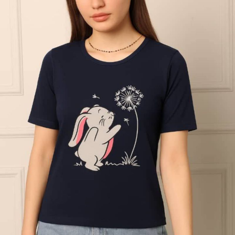 تیشرت نیم آستین چاپ خرگوش عمده (پک 5 عددی)