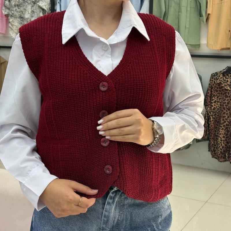 وست جلودکمه یقه هفت عمده (پک 5 عددی)