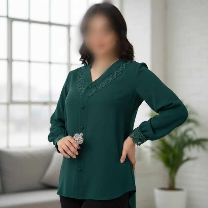 شومیز جلو دکمه خرج کار گیپور عمده (پک 8 عددی)