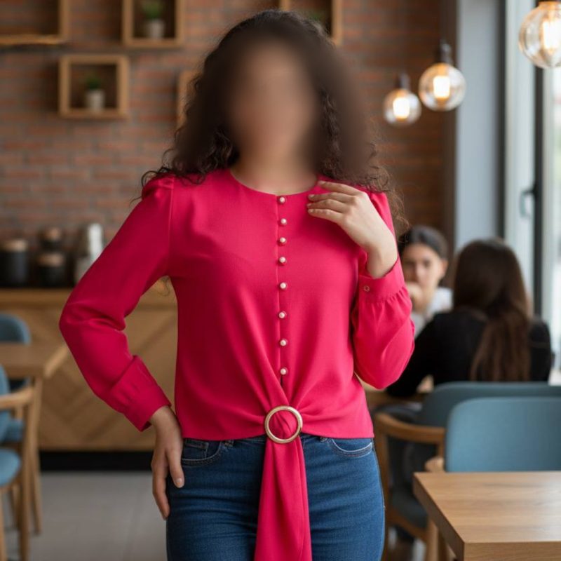 شومیز جلو دکمه گره ای عمده (پک 8 عددی)