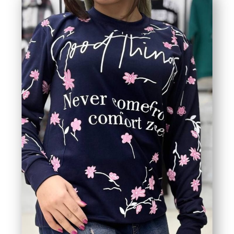 بلوز آستین دار چاپ دار عمده (پک 6 عددی)