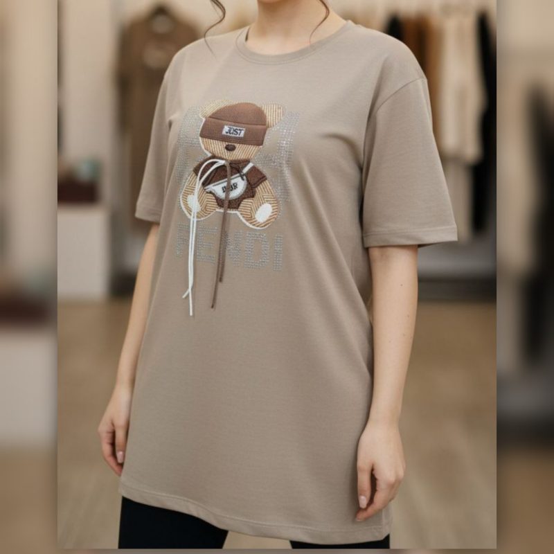 تیشرت لانگ نگینی عمده (پک 6 عددی)