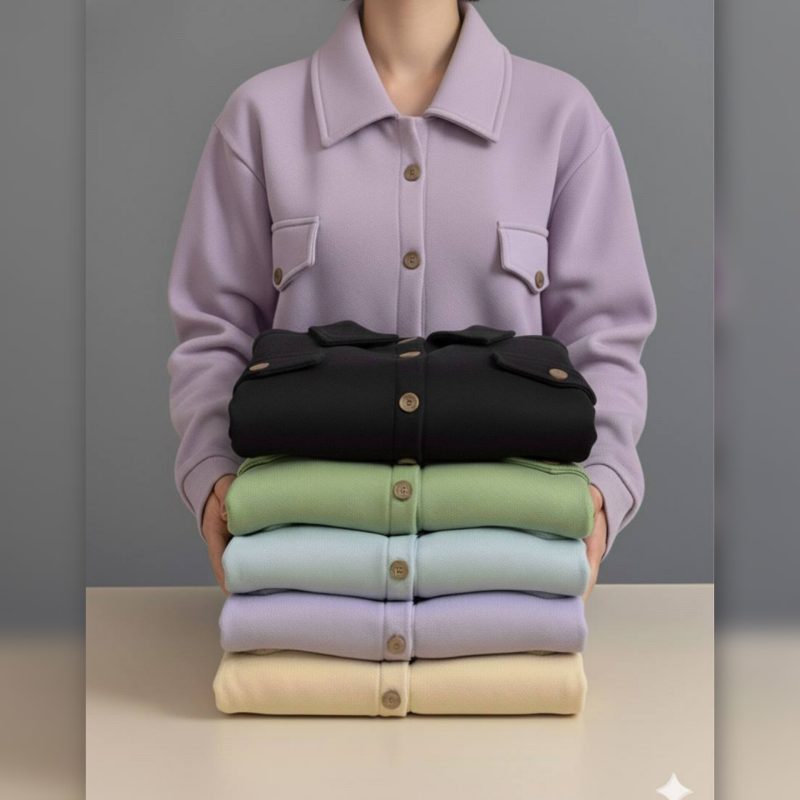 کراپ کت جلو دکمه جیبدار عمده (پک 6 عددی)