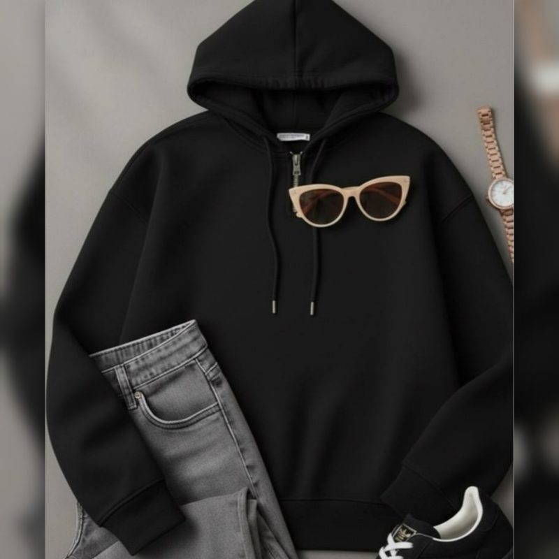 هودی باکسی کلاهدار نیم زیپ عمده (پک 4 عددی)