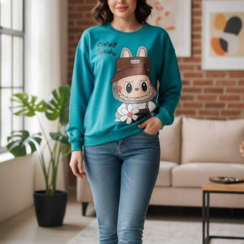 ️بلوز استین بلند جاپ لبوبو عمده (پک 6 عددی)