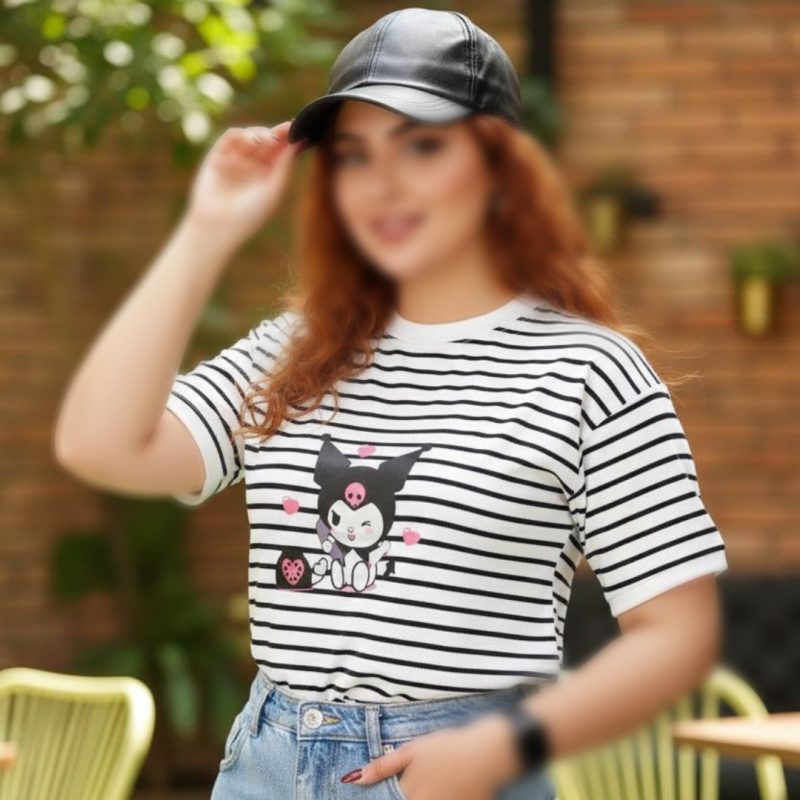 تیشرت راه راه کبریتی سایز بزرگ عمده (پک 6 عددی)